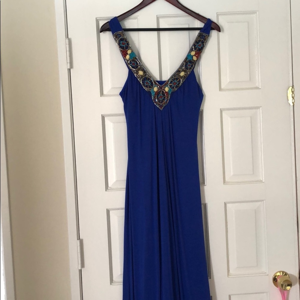 Very sexy long deep blue dress